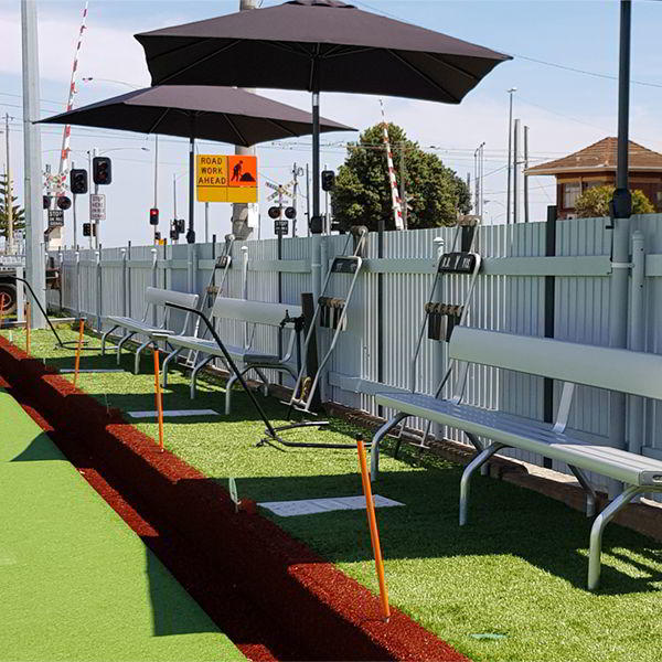 Felton Free Standing Bench Seat with Backrest at Brighton Beach Bowls Club