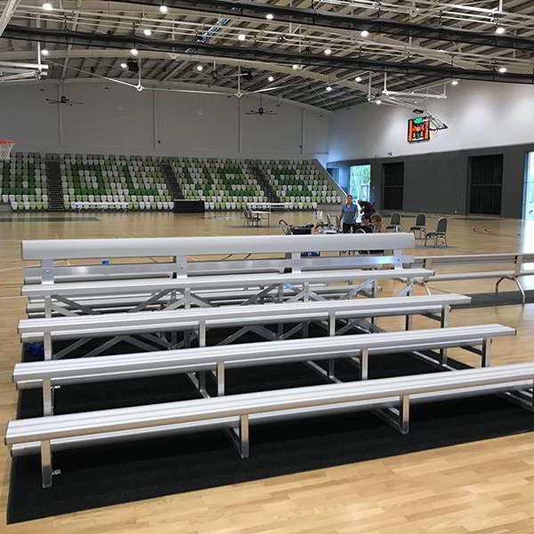 Felton 3 Tier Double Plank Backrest Spectator Seating at Wanneroo Basketball Association