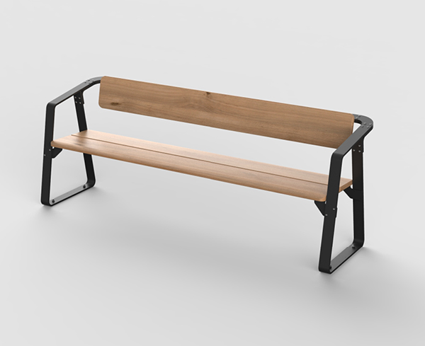 Ribbon Bench Seat With Backrest, Outdoor Bench Seat