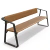 Ribbon Bench Seat with Backrest Acacia Wood Grain Finish on Aluminium